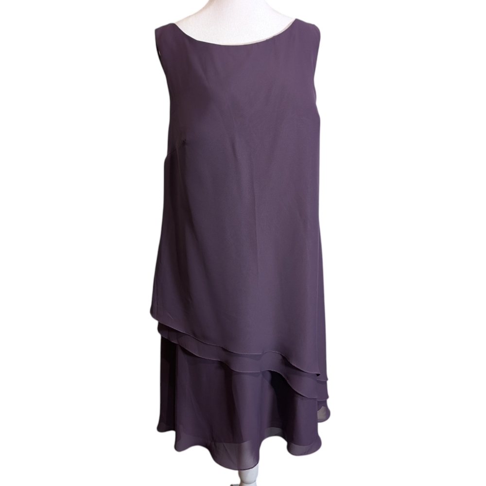 New JJ’s House Plum Chiffon‎ Dress Size 18 Sleeveless Layered Formal